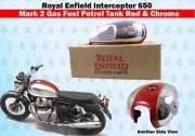 Royal Enfield Interceptor 650 "Mark 2 Gas Fuel Petrol Tank Red & Chrome"
