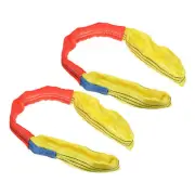 2 Pcs Lifting Slings Straps Polyester 3ft Flexible Eye Slings(6613lbs) Yellow