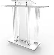 Portable Podium Stand, Clear Acrylic Podium Church Pulpit, Classroom Podium On Wheels, Rolling Podium for Teachers, Mobile Desk Lecterns for Speeches, Opening Ceremonies, Celebrations
