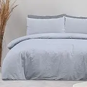 Sleepdown 100% Pure Cotton Plain Dye Grey Duvet Cover Quilt Pillow Cases Bedding Set Soft Easy Care - King (230cm x 200cm)