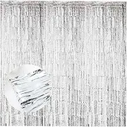 Foil Fringe Curtains,5 Pcs Silver Tinsel Foil Fringe Curtains, Tinsel Backdrop Curtains for Parties, Metallic Foil Curtains Party Photo Backdrop for Party, Christmas Party Decoration Supplies