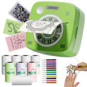 Mini Sticker Printer, Portable Pocket Note Printer with 8 Rolls Color Paper, ...