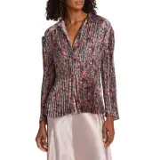 Vince Berry Blooms Floral Print Pleated Blouse Plus Size 3X NWT