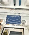 Michael Kors Jet Set Small Top Zip Coinpouch Card Holder w/ Key Ring (Navy)
