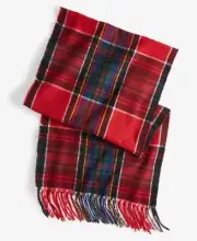 Style & Co Soft Plaid Fringe-Trim Womens Scarf Red