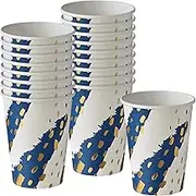 (18 - Pack 9 Oz.) Elegant Disposable Coffee Cups - Drinking Hot Cups for Coffee, Tea, Hot Chocolate & All Sort of Beverages, Paper Coffee Cups, Great for Home, Office, Coffee Shop, Deco Design - Blue