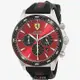 FERRARI手錶 FE00057 46mm 黑圓形精鋼錶殼，紅色三眼， 中三針顯示， 運動錶面，深黑色矽膠錶帶款 _廠商直送