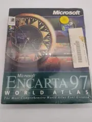 Encarta 97 World Atlas English Edition Microsoft 1996 Big Box PC CD New Sealed