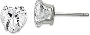 [JewelryWeb] Stainless Steel Polished Love Heart CZ Simulated Diamond Stud Post Earrings-Stud Earring for Women in