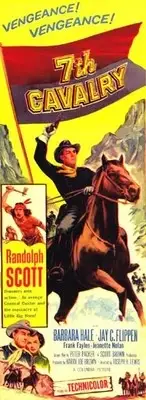 7th Cavalry poster &#10 Randolph Scott Barbara &#10 Hale third- 1956 Old Photo