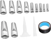 KALLORY 17Pcs Stainless Steel Caulking Finisher Kit Reusable Nozzle Applicators for Seamless Kitchen and Bathroom Sealant Applications