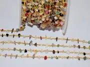 bulk Beaded rosary chain, Natural 4-6mm multi chips bead jewelry making chain
