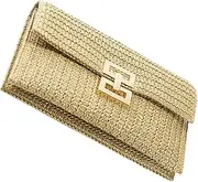 [Holibanna] Casual Woven Clutch Bag for Women Elegant Money Wallet with Buckle Closure for Parties Travel Daily Use Stylish Lady Clutch Purse