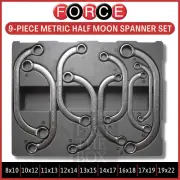 Force Metric Ring Spanner Set Wrench Half Moon Chrome Vanadium Steel 9PC 50911