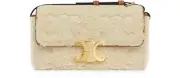 CELINE Claude $3850 Natural/Tan Shearling Shoulder Bag New & Authentic