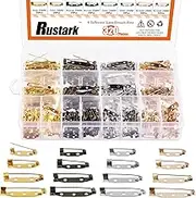 Rustark 320Pcs 4 Sizes Locking Pins Backs Clasp Brooch Safety Bar Pins Assortment Kit for Badge Jewelry Making Sewing Fabric Name Tags Making Corsage DIY Craft
