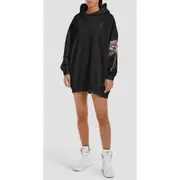 Replay Womens Sweat Dress Rose Label Hooded Sweatshirt Mini Black