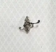 Dollhouse Triple Hook Moveable Hats Ties 1:12 Miniature Scale Silver Finish