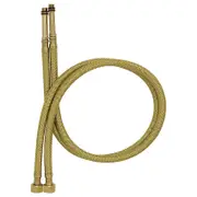 Tycner 2x M10 x G3/8 Inch BSP Pair of Gold Nylon Braided Flexible Tap Tail Hose 80cm