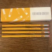 1950s FORD MOTOR CO Advertising Yellow Wood Pencils New Old Stock 4
