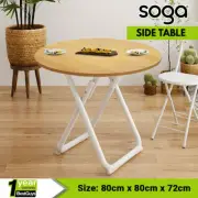 SOGA 80cm Modern Round Table Wood Color with White Legs for Home Décor