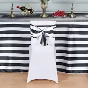 5 Black and White Satin Stripe Chair Sashes Wedding Party Decorations Wholesale