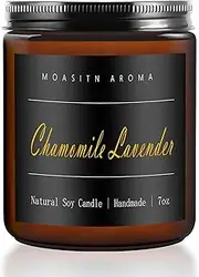[MOASITN] Chamomile Lavender Scented Candles for Home| Natural Soy Wax Candle| Handmade Long Lasting Aromatherapy Candle| Jar Candel for Women,Men for Summer,Birthday,Relaxing| 7oz