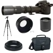 ZOOM LENS 500-1000MM + WIDE ANGLE LENS + CASE FOR CANON EOS REBEL 1100D T5 T3I
