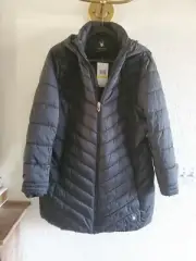 Spyder Puffer Coat Black Hooded Full Zip Pockets Double Cuffs Size M $229