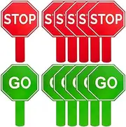 Guard Stop Signs - Stop And Go Signs Traffic | Hand Held St0p Sign | 10-Pack Safety Symbols | duual-Sided Waterproof Handheld Boards For Traffic Control, School Crossing, Or Wall Decoration