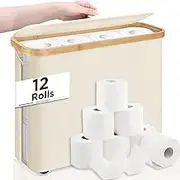 Toilet Roll Storage, Foldable Toilet Paper Storage, Free Standing Toilet Paper Organizer for Bathroom, Portable Large Toilet Paper Holder Basket Holds Up to 12 Rolls
