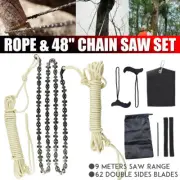 48" High Reach Tree Limb Hand Rope Chain Saw Branch Cutter Set Both Sides Blades