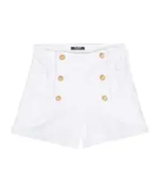 Balmain Kids High-Waist Denim Shorts 8Y,6Y,13Y White