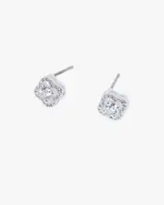 Gold Cubic Zirconia Clover Stud Earrings