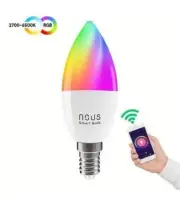 WiFi Wireless Smart Bulb RGB E14, 230V, 4,5W, 380lm, 2700K - 6500K, NOUS P4