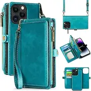 MInCYB for iPhone 14 Pro Max Wallet Case with Card Holder (12 Card Slots) - PU Leather Case for Women & Men, Wireless Charging, Detachable Magnetic, Crossbody Strap, Shockproof Protective Phone Cover.