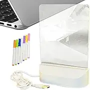 LED Acrylic Message Board - 5 X6.7 Inches Illuminated Acrylic Notepad | Tracing Writing Light Board with 7 Pens for Store, Festival, Birthday, Mother's Day