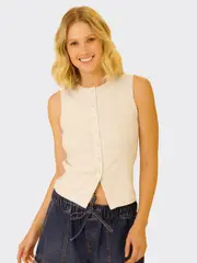 Womens Soft Touch Button Up Tank Top