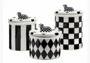 Mackenzie Childs Cow Creamery Canisters Set of 3