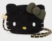 Hello Kitty 50th 2way shoulder bag & Pouch Face Shaped Glitter Fabric Japan New