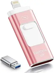 ROSPE USB Stick 512GB for iPhone, MFi Certified Lightning Memory Stick, 3 in 1 Flash Drive for iOS/Android/PC, USB 3.0 High Speed Memory Stick iPhone External Storage Expansion, Rose Pink