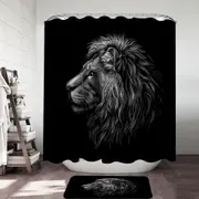 Black and White Handsome Lion Shower Curtain