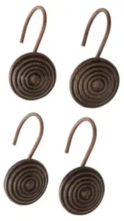 Hanover Decorative Shower Curtain Hooks - Set of 12 - Oil Rubbed Bronze