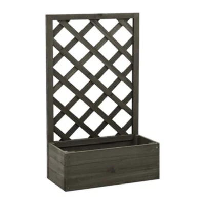 Garden Trellis Planter Grey 50X25X90 Cm Solid Firwood