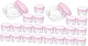 24 Pcs Cosmetic Bottle Lids Cream Container Bucket Lid Face Palette Lipstick Container Pump Bottle Dispenser Clear Lip Gloss Pigment Mixer Sticks Cosmetic Highlighter Pink Plastic