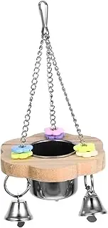 WOONEKY Wooden Parrot Molar Toy Interactive Hanging Bowl for Pet Birds Parrot Bite Toy Balancing Coordinating Game Bird Feeder for Cockatiels Parakeets Random
