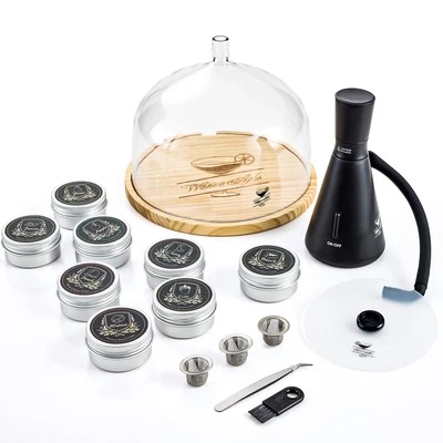 Elegant Cocktail Smoker Kit - Complete Whiskey Drink Smoking Gun with 8 Flavors