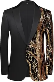 [Youllyuu] Square Plaid Sequin Tuxedo Blazer Men One Button Shawl Lapel Party Suit Jacket Wedding Costume