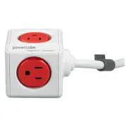 PowerCube Extended - 5 Outlet Power Adapter w/ 5ft Extension cord - Boston Red