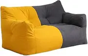 Bean Bag Chair Cover 4ft 2-seat Bean Bag Sofa Couch Cover No Filler Beanbag Chair Washable Thick Sofa Cotton Space-Saving Furniture Living Room (Color : Double Yellow Gray, Size : Sofa Cover)